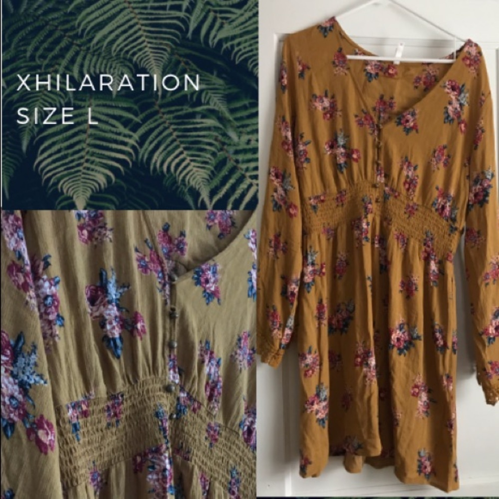 Long sleeve dress with floral detail